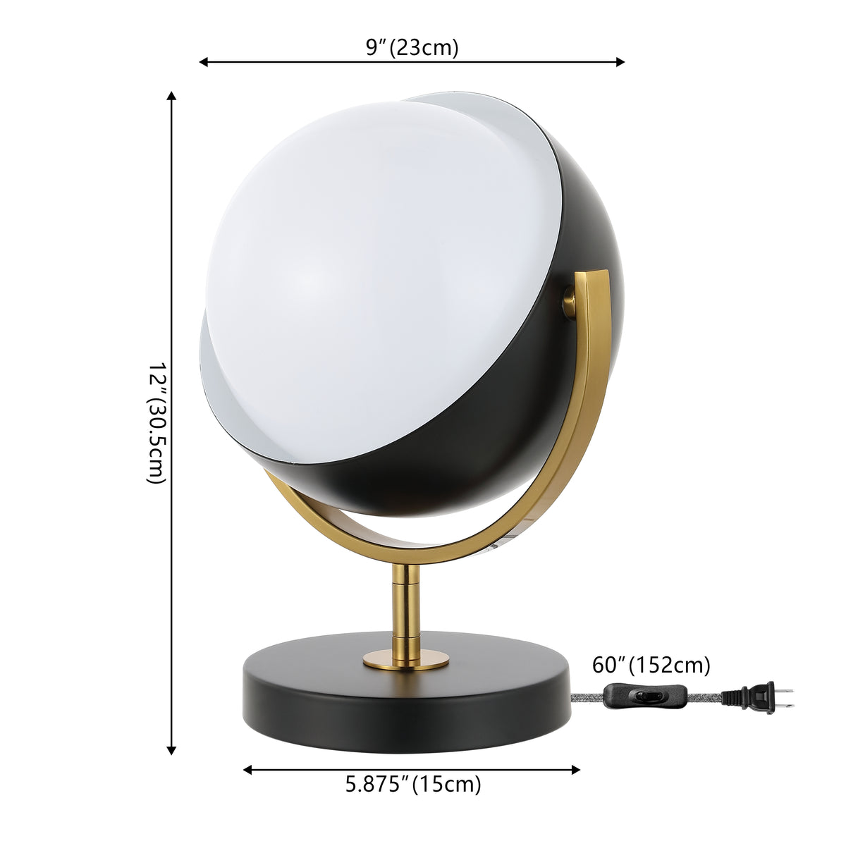 Brian 12" Vintage Classic Metal/Acrylic Adjustable Orb LED Floor Spotlight