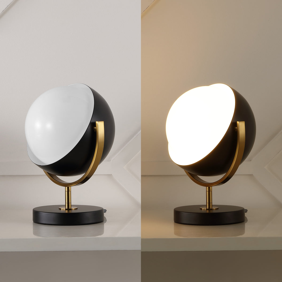 Brian 12" Vintage Classic Metal/Acrylic Adjustable Orb LED Floor Spotlight
