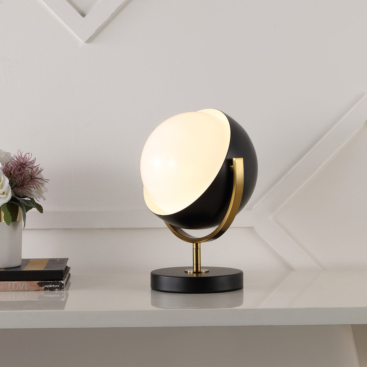 Brian 12" Vintage Classic Metal/Acrylic Adjustable Orb LED Floor Spotlight