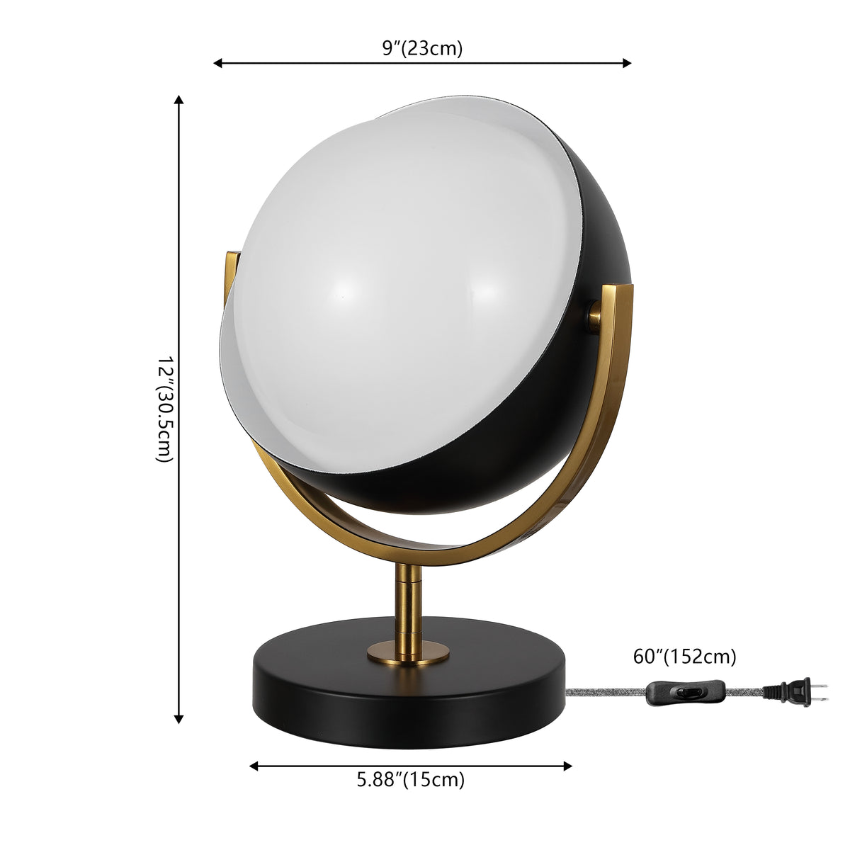 Brian 12" Vintage Classic Metal/Acrylic Adjustable Orb LED Floor Spotlight