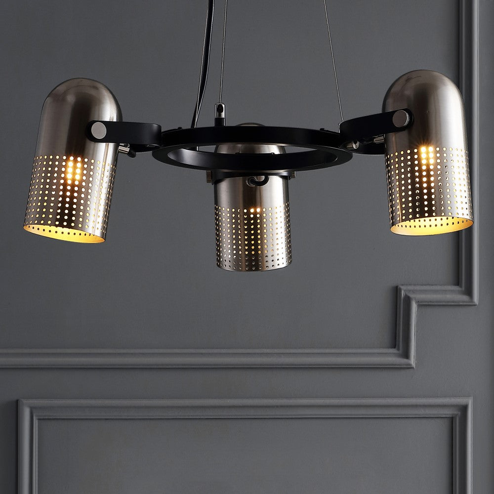 Ostrich 22" 3-Light Adjustable Metal LED Chandelier