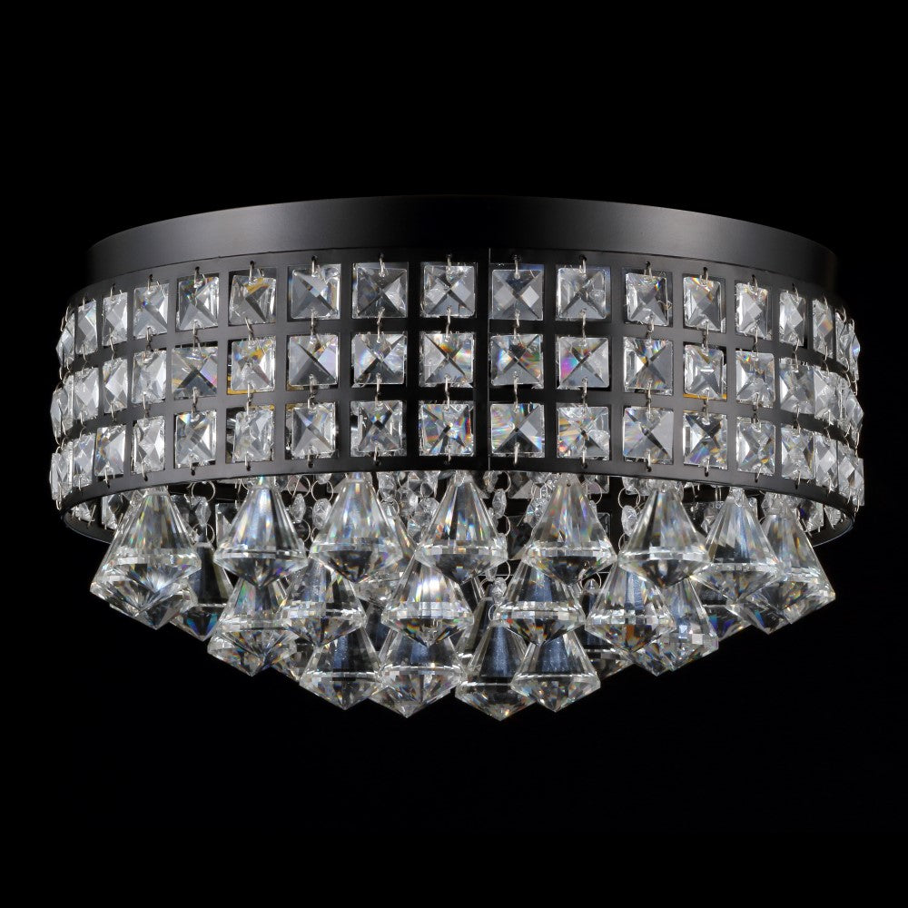 Roadrunner 3-Light Crystal Drops/Metal LED Flush Mount