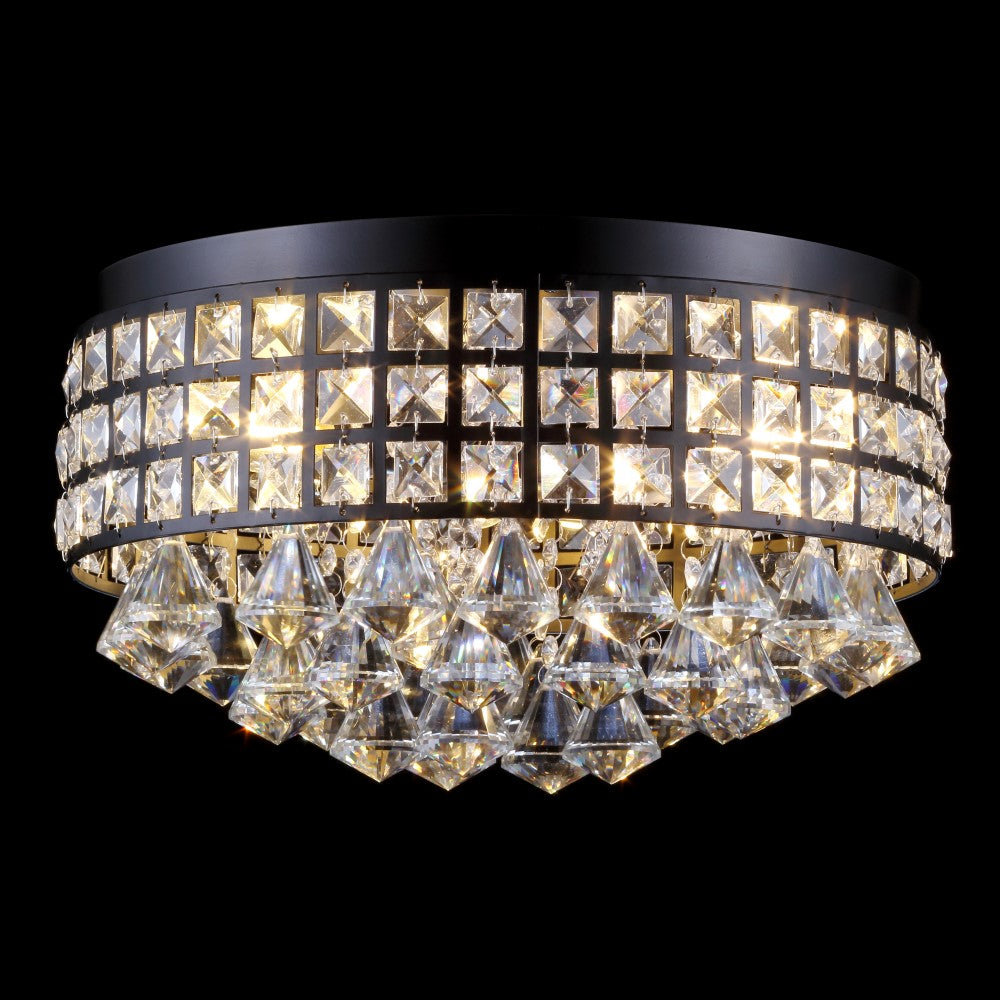 Roadrunner 3-Light Crystal Drops/Metal LED Flush Mount