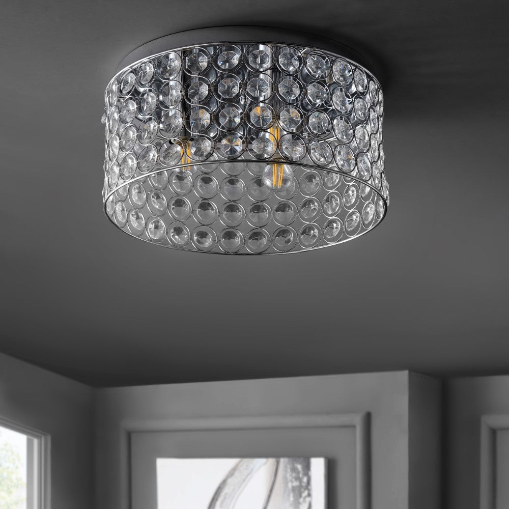 Elegant 15" Crystal/Metal LED Flush Mount