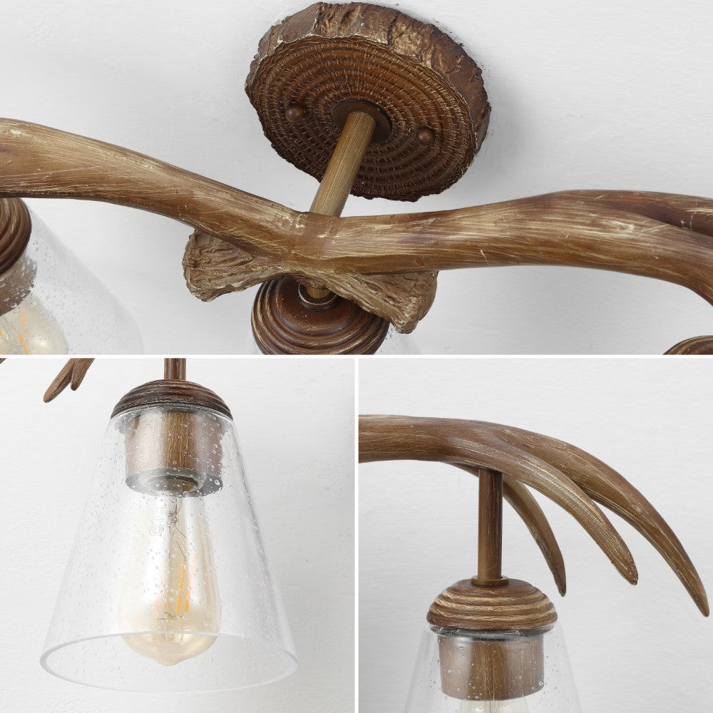 allen 25.5" 3-Light Southwestern Bohemian Resin/Seeded Glass Faux Antler LED Vanity Light