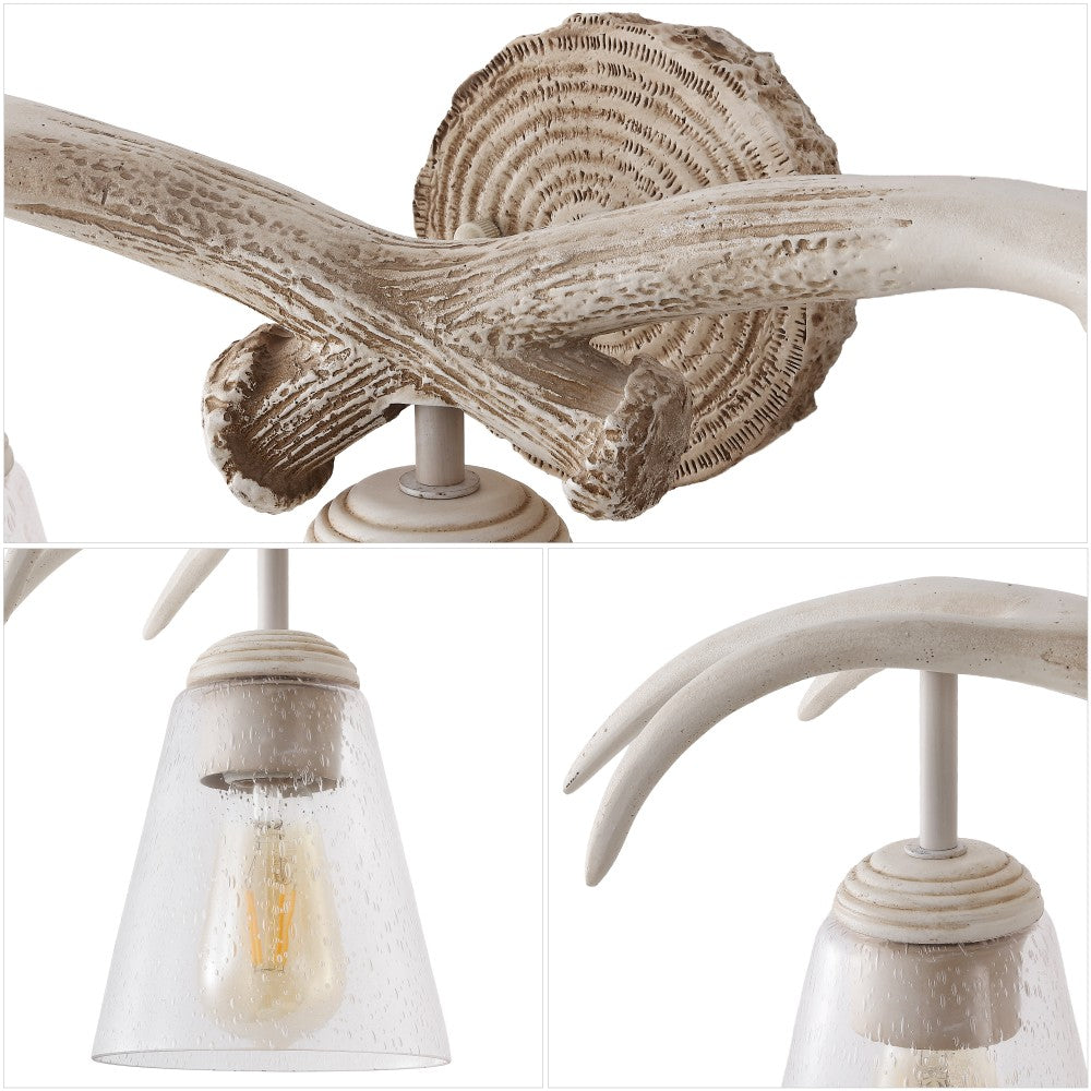 allen 25.5" 3-Light Southwestern Bohemian Resin/Seeded Glass Faux Antler LED Vanity Light