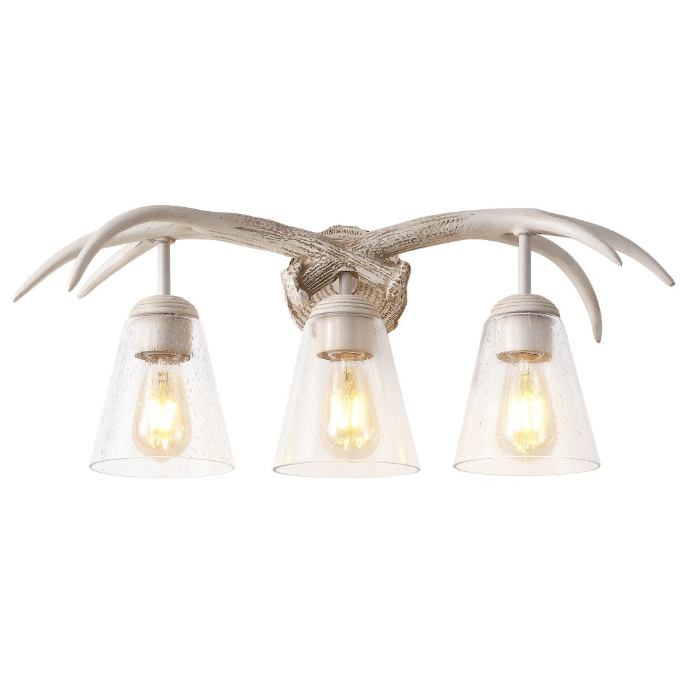 allen 25.5" 3-Light Southwestern Bohemian Resin/Seeded Glass Faux Antler LED Vanity Light