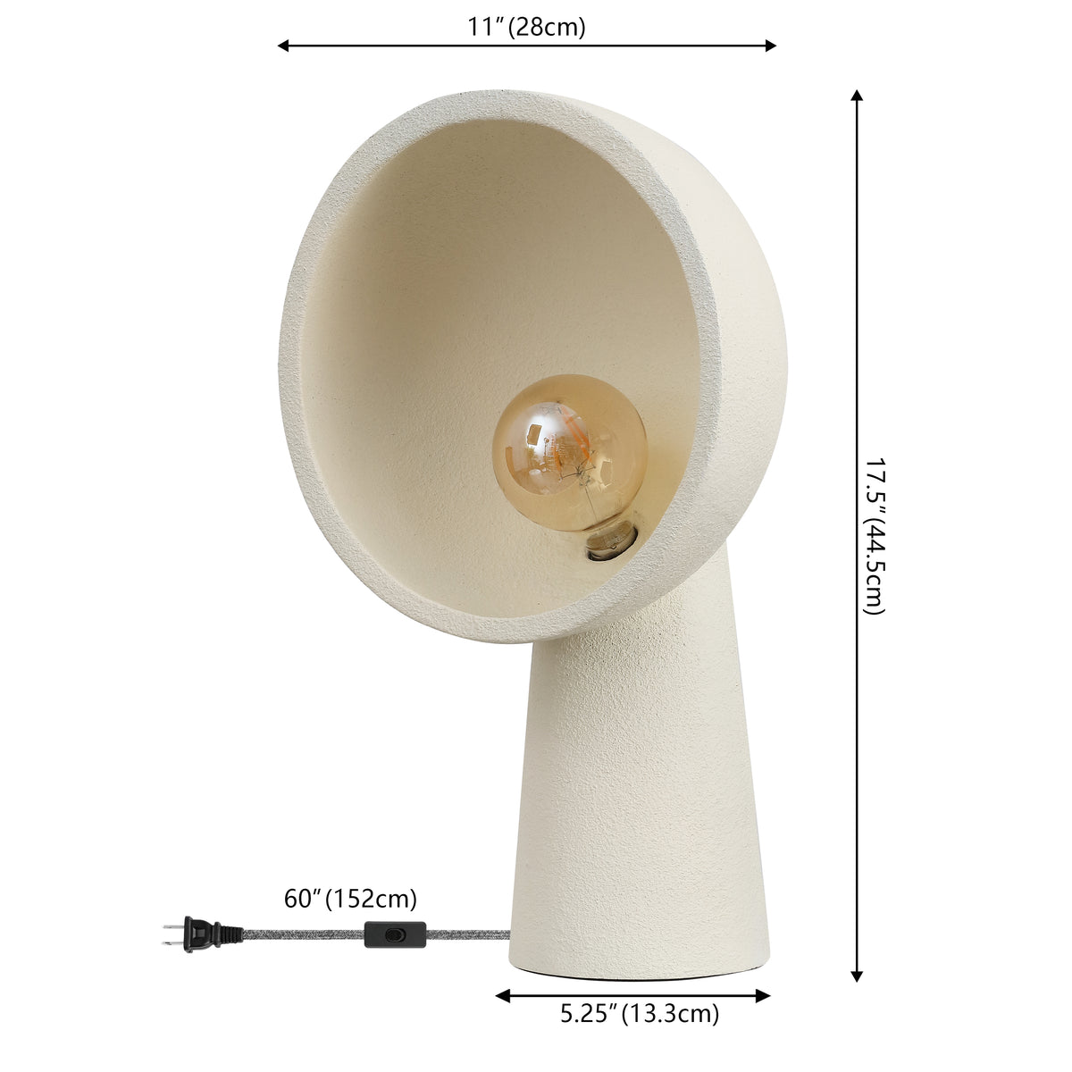 Marina 17.5" Contemporary Minimalist Resin Half-Globe Column LED Table Lamp