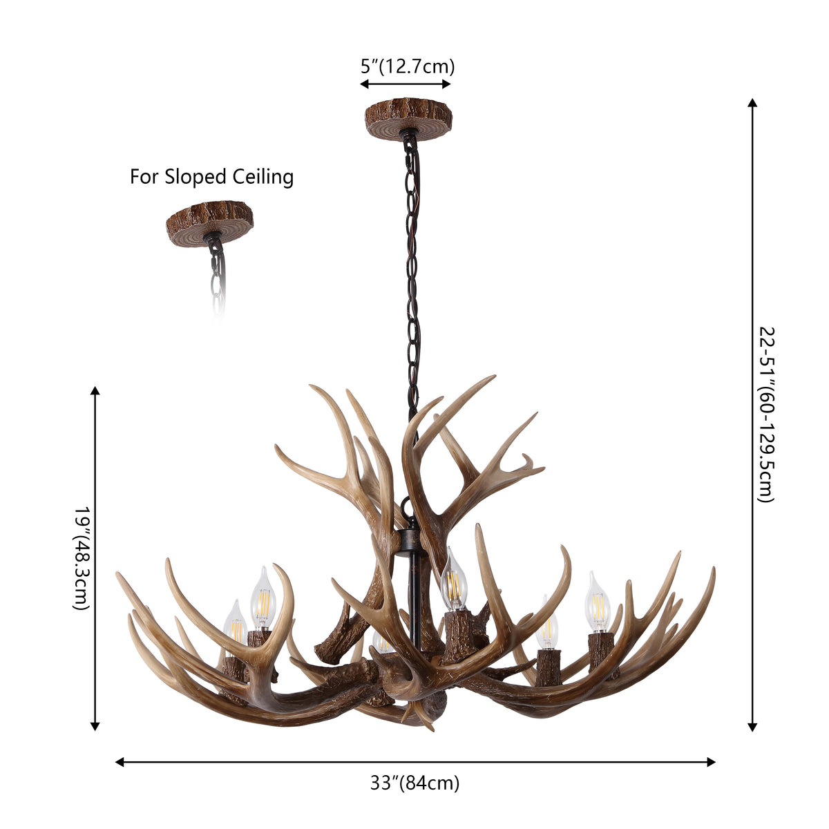 Thakar Adjustable Resin Antler 6-Light Chandelier