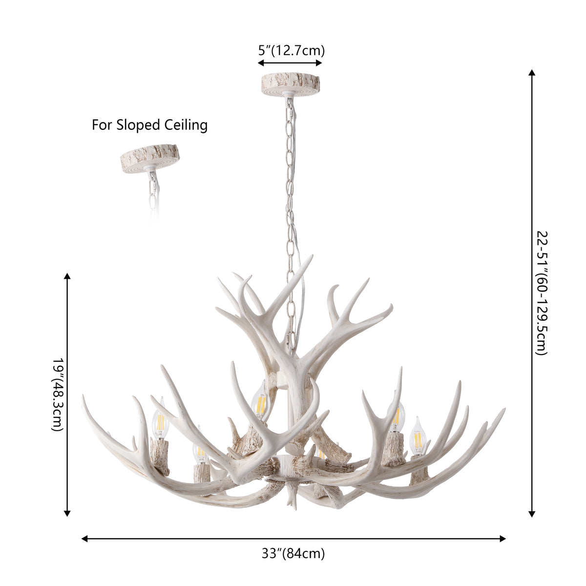 Mist Southwestern Bohemian Resin/Seeded Glass Faux Antler LED Vanity Light