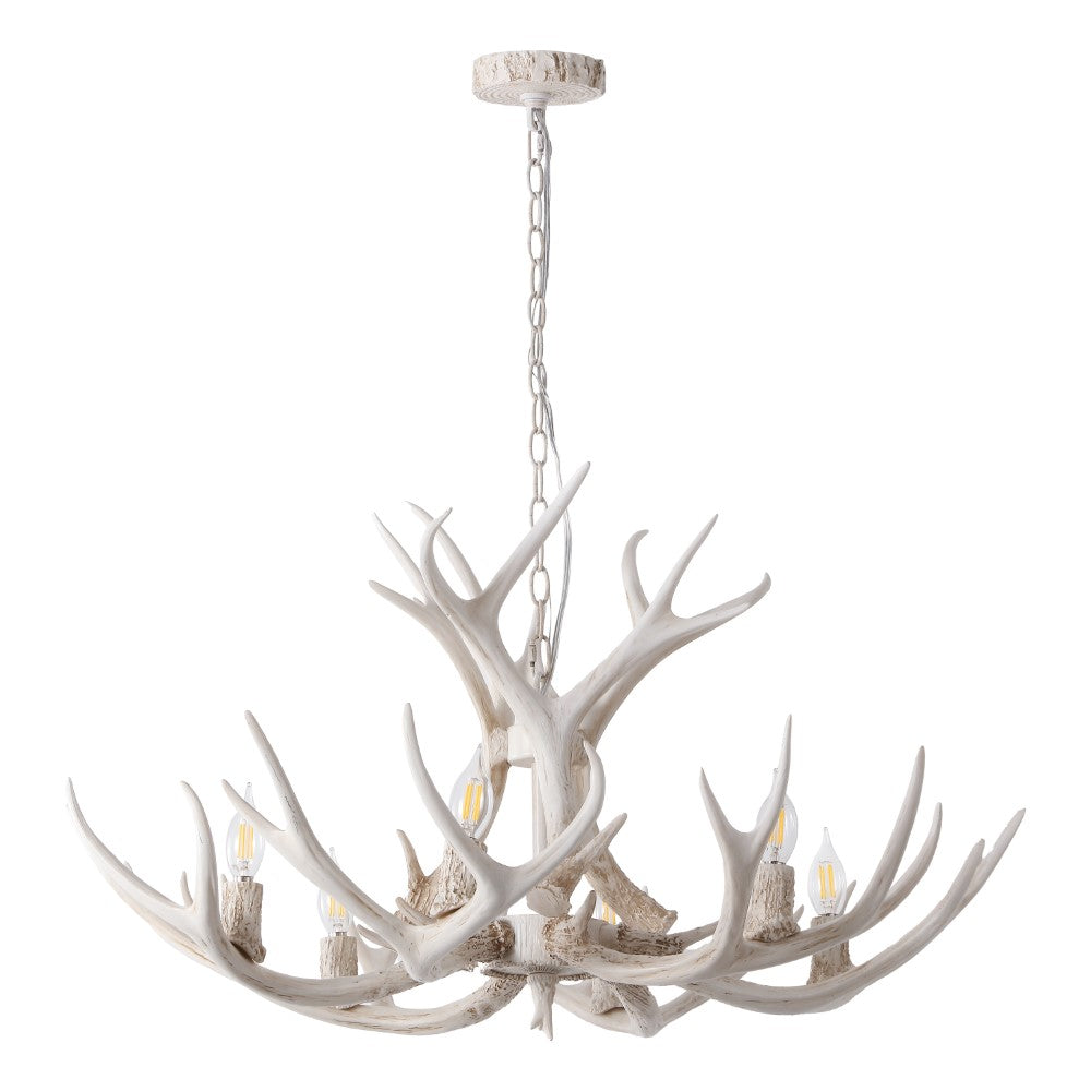 Mist Southwestern Bohemian Resin/Seeded Glass Faux Antler LED Vanity Light