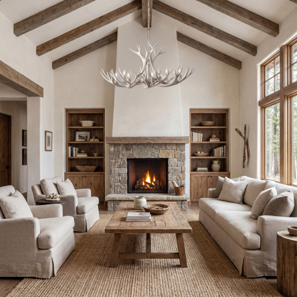 Azure Rustic Farmhouse Adjustable Resin Antler LED Chandelier