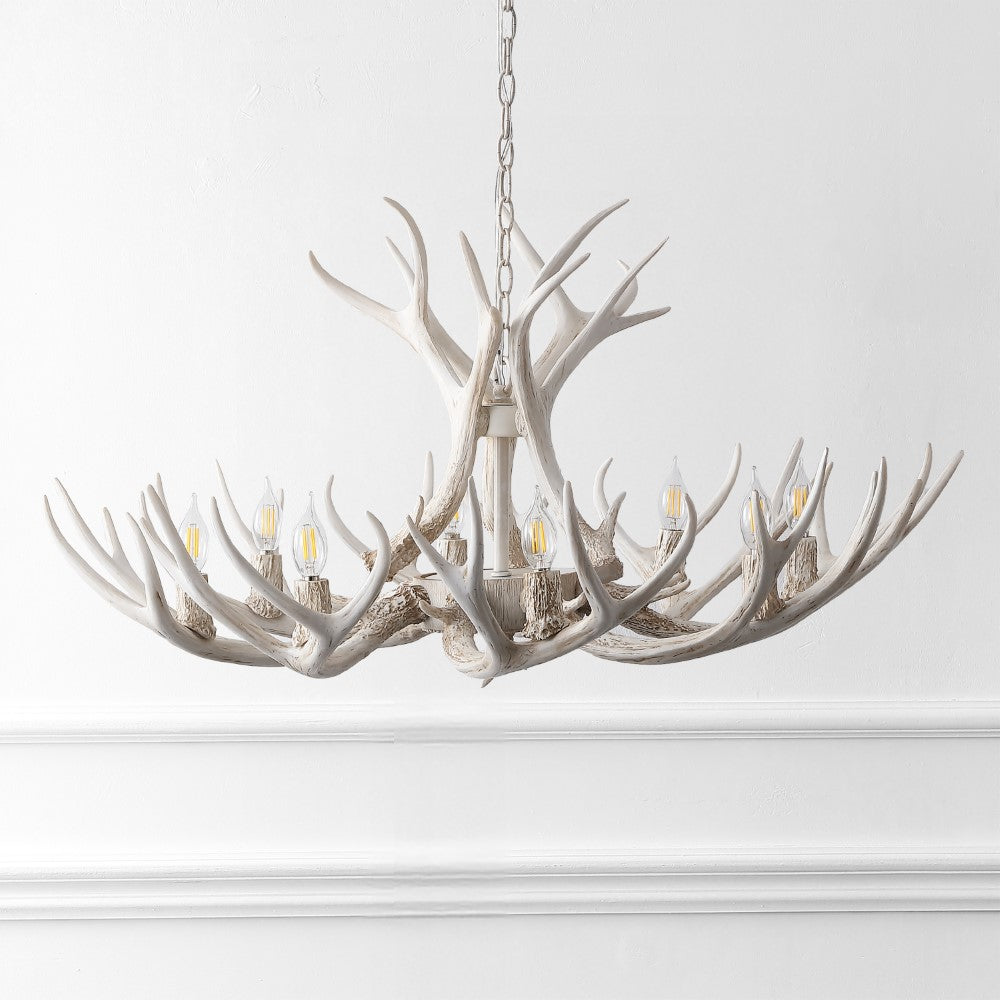 Azure Rustic Farmhouse Adjustable Resin Antler LED Chandelier
