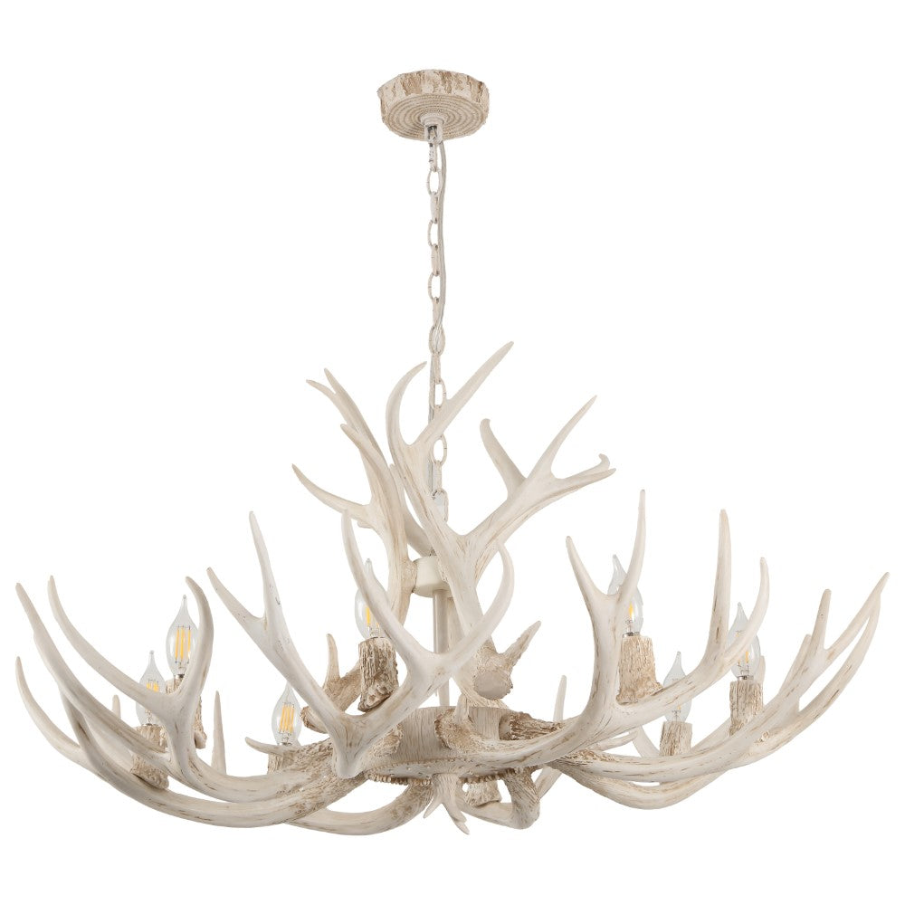 Azure Rustic Farmhouse Adjustable Resin Antler LED Chandelier