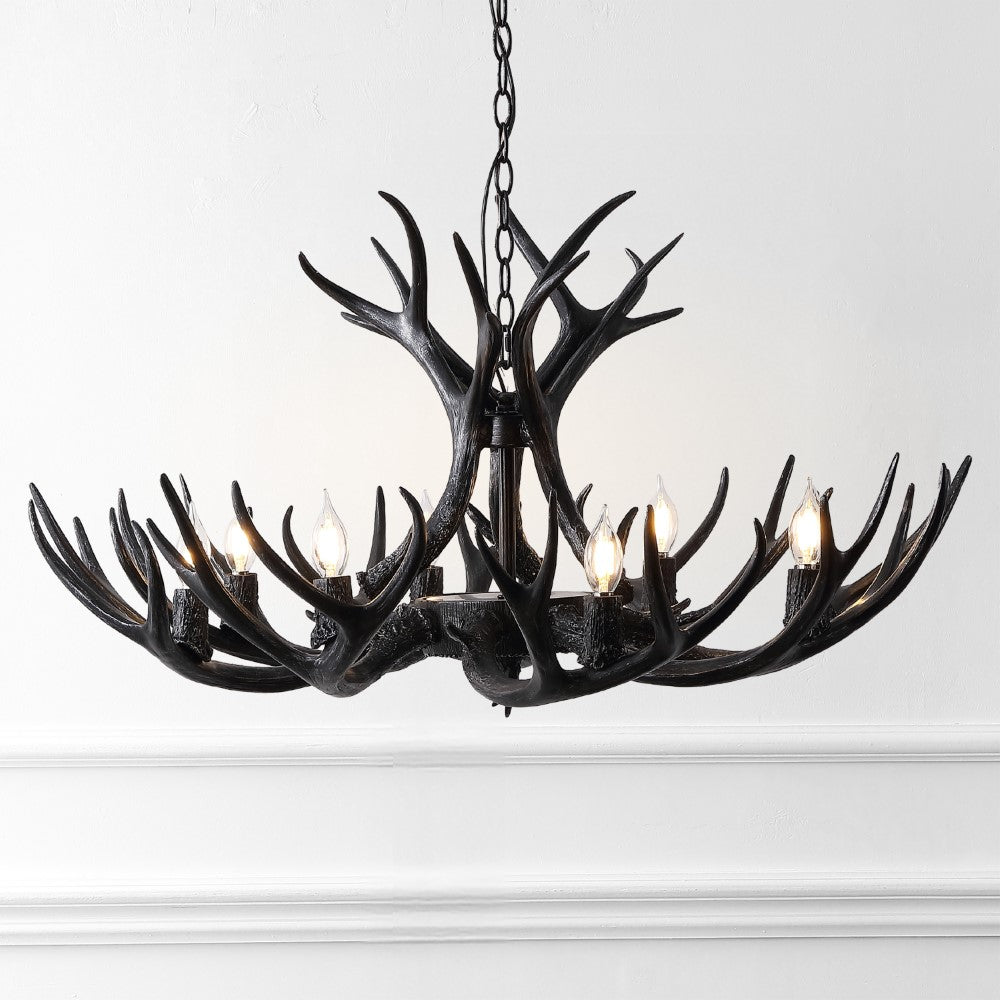 Azure Rustic Farmhouse Adjustable Resin Antler LED Chandelier