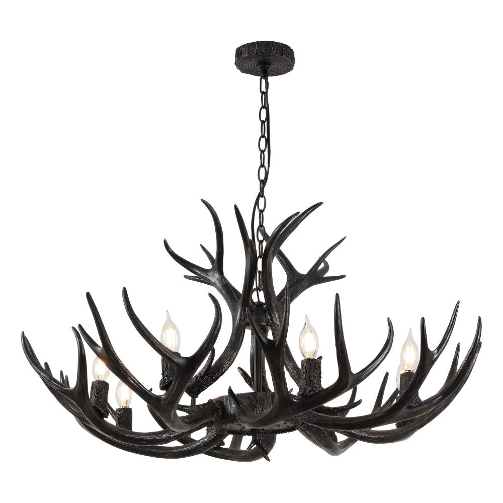 Azure Rustic Farmhouse Adjustable Resin Antler LED Chandelier