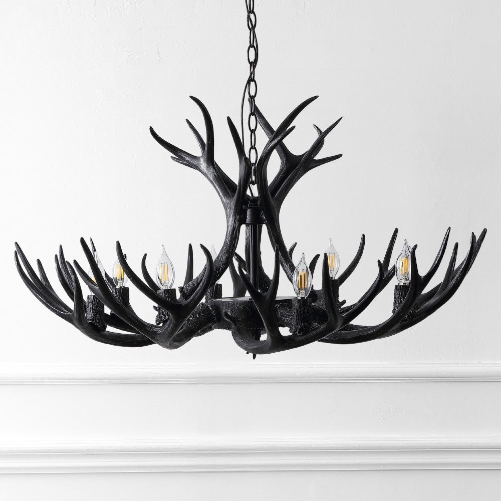 Azure Rustic Farmhouse Adjustable Resin Antler LED Chandelier