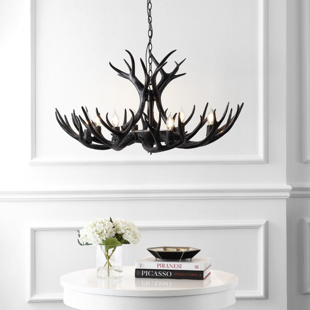 Azure Rustic Farmhouse Adjustable Resin Antler LED Chandelier