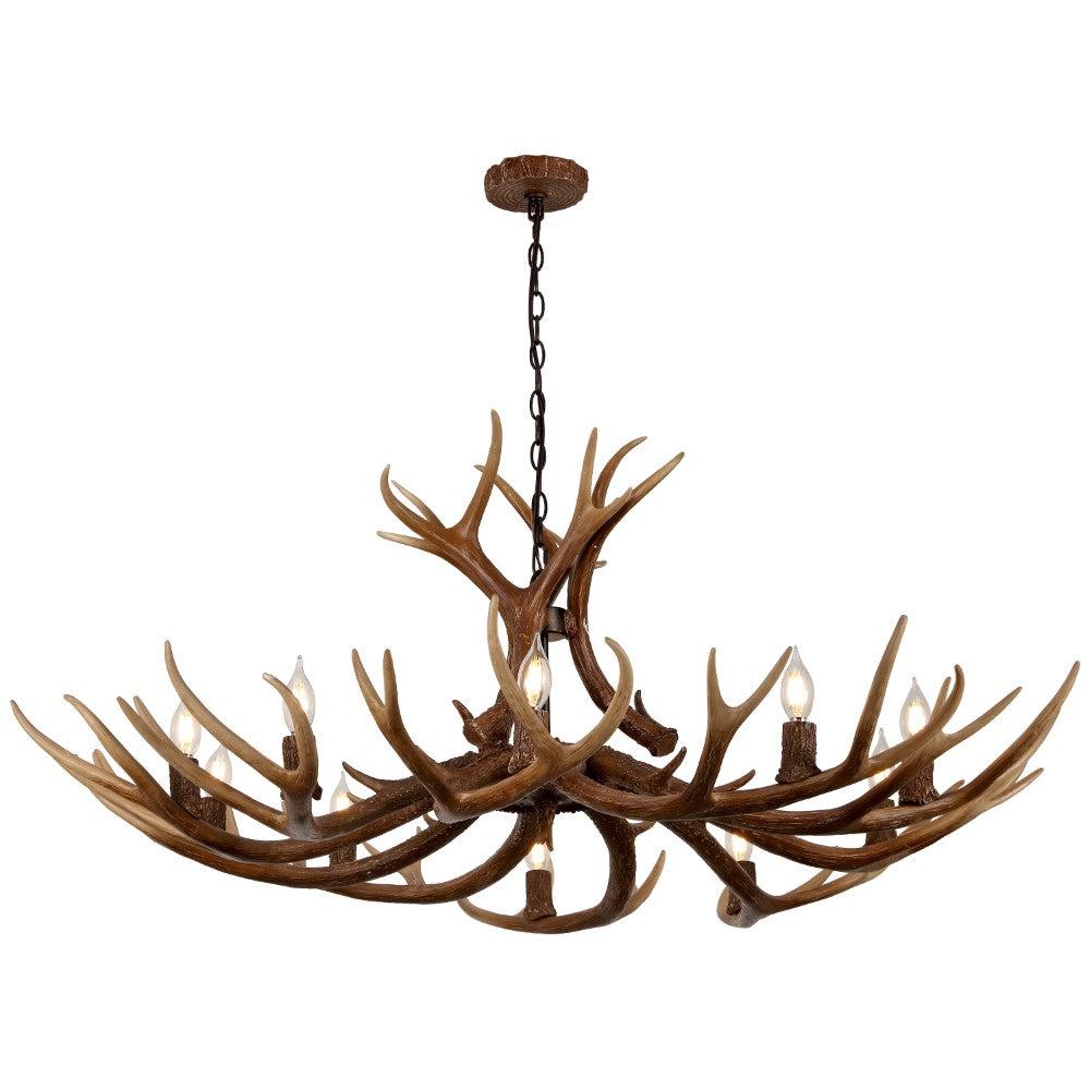 Azure Rustic Farmhouse Adjustable Resin Antler LED Chandelier