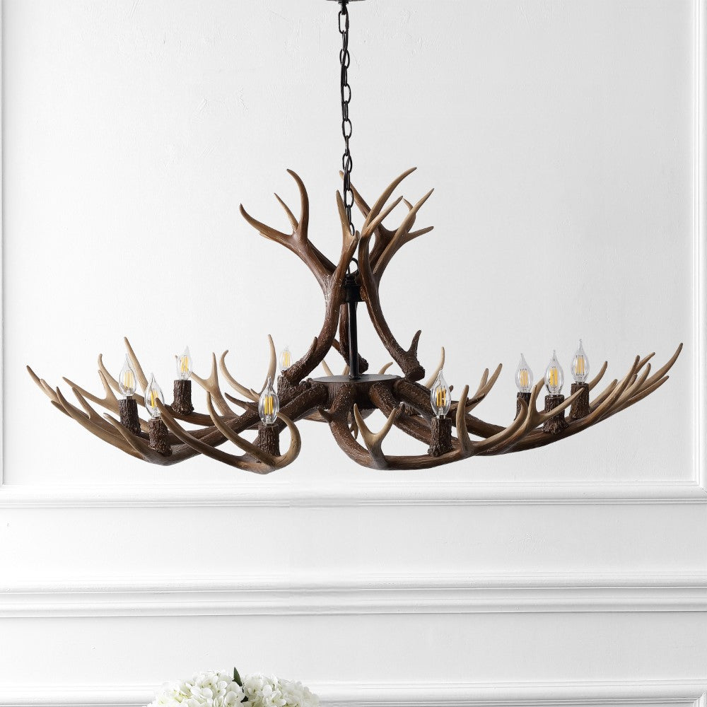 Azure Rustic Farmhouse Adjustable Resin Antler LED Chandelier