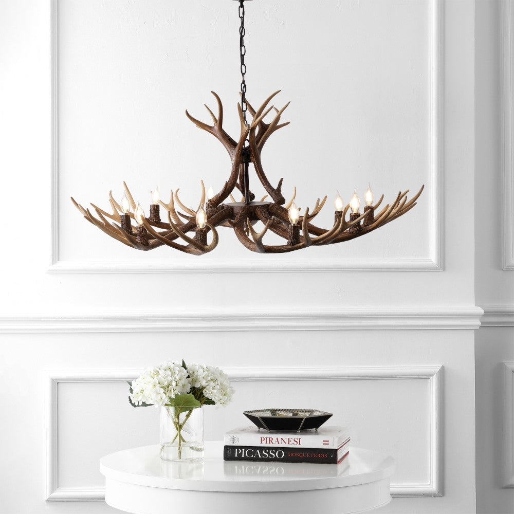 Azure Rustic Farmhouse Adjustable Resin Antler LED Chandelier