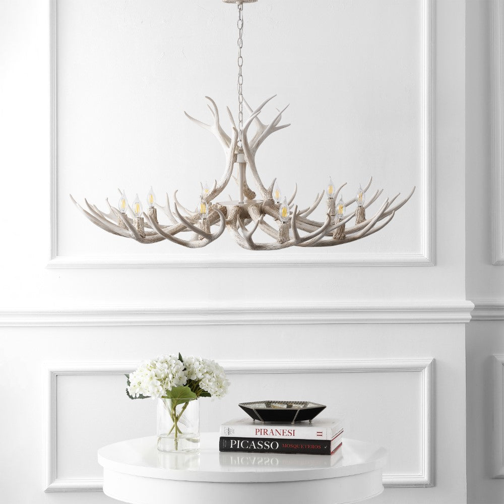 Azure Rustic Farmhouse Adjustable Resin Antler LED Chandelier