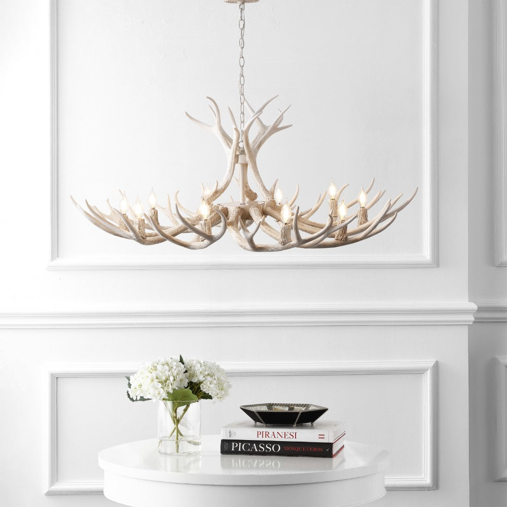 Azure Rustic Farmhouse Adjustable Resin Antler LED Chandelier