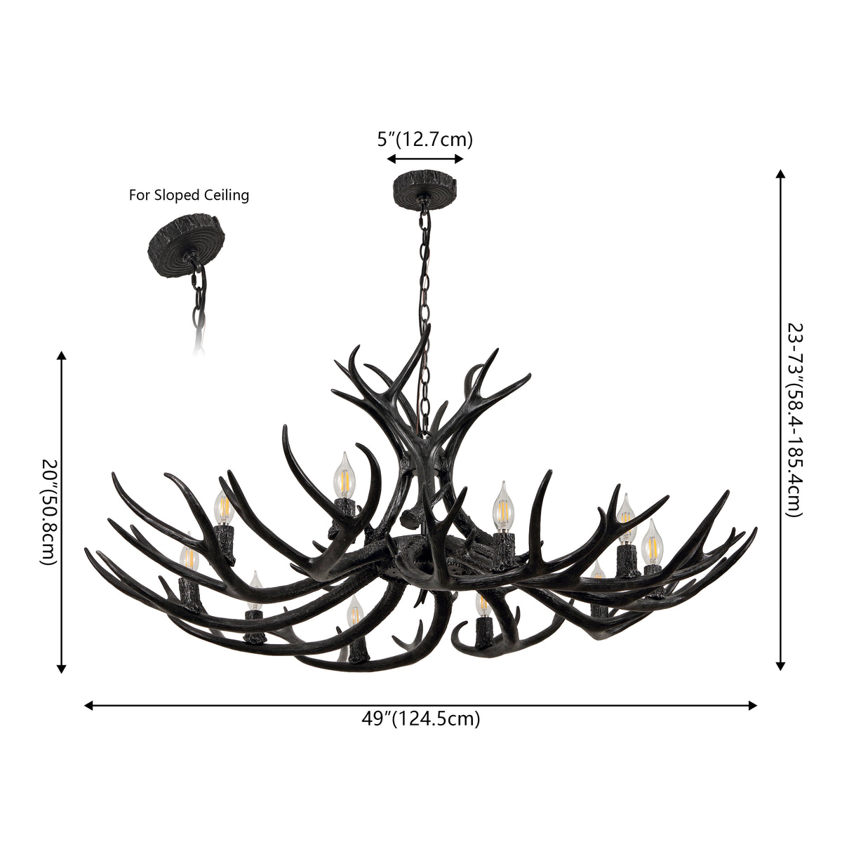 Azure Rustic Farmhouse Adjustable Resin Antler LED Chandelier