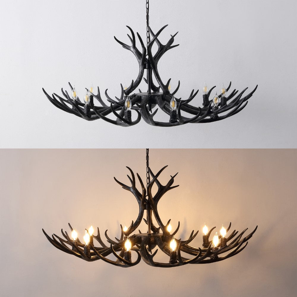 Azure Rustic Farmhouse Adjustable Resin Antler LED Chandelier