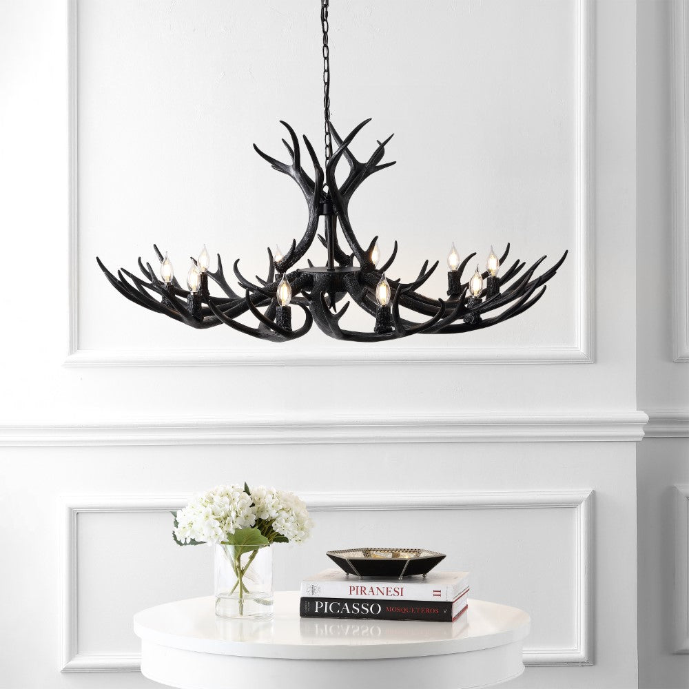 Azure Rustic Farmhouse Adjustable Resin Antler LED Chandelier