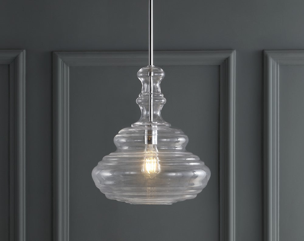 Volga 13.37" Glass/Metal LED Pendant
