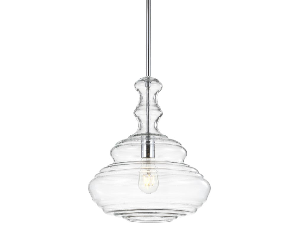 Volga 13.37" Glass/Metal LED Pendant