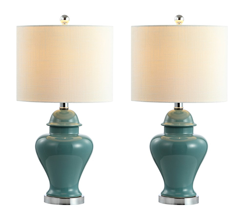 Electra 22" Ceramic/Iron Classic Cottage LED Table Lamp Set 2