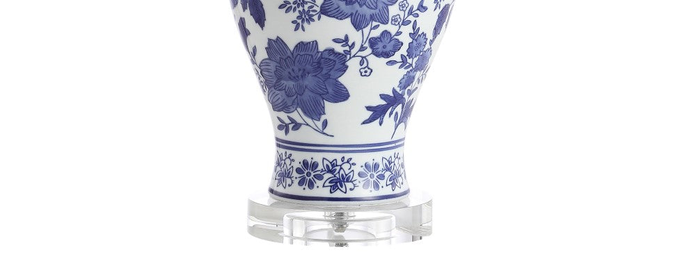 Lewis 21.5" Ceramic/Crystal Chinoiserie Floral LED Table Lamp