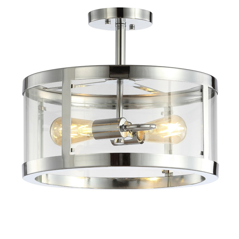 Maurier 2-Light 15" Iron/Glass Modern LED Flush Mount