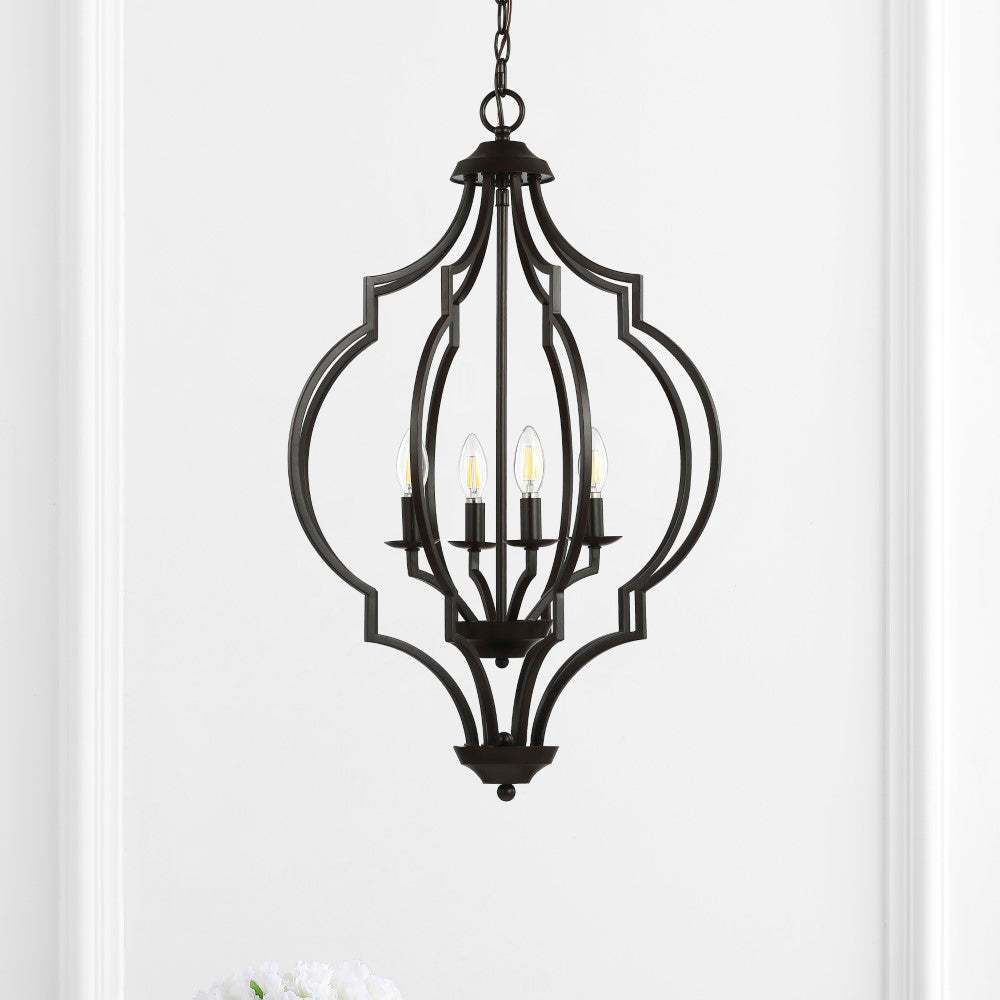 Wharton 4-Light 19" Iron Adjustable Ogee Lantern LED Pendant