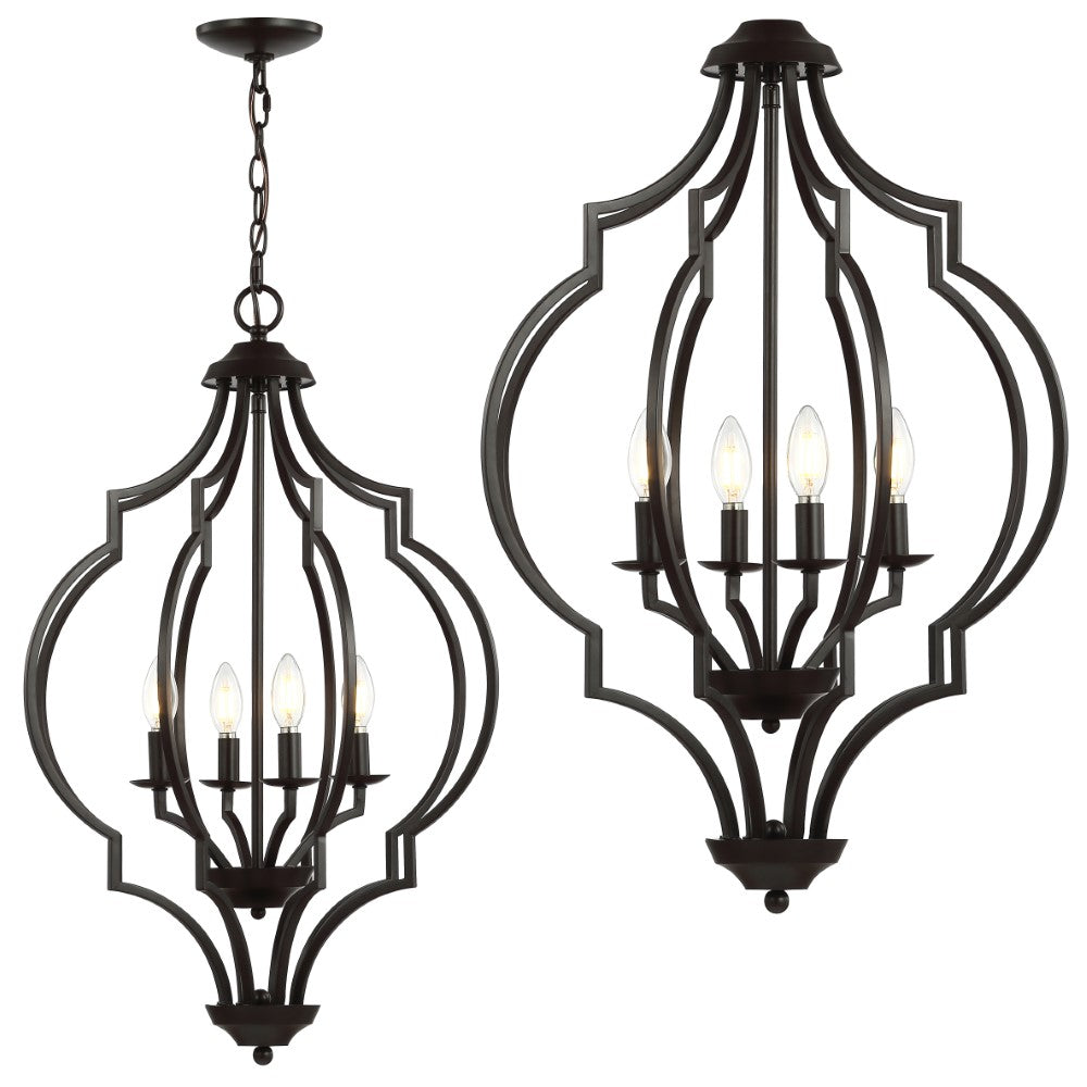 Wharton 4-Light 19" Iron Adjustable Ogee Lantern LED Pendant
