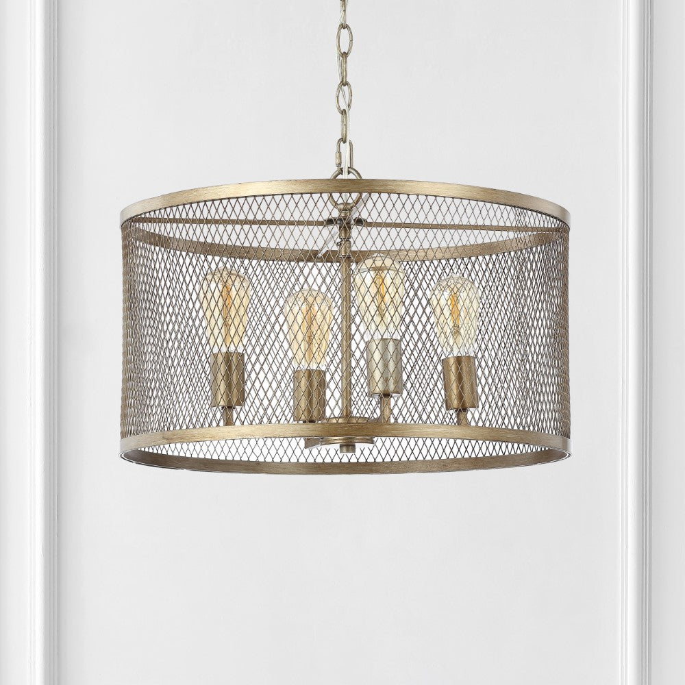 Albee 4-Light 20" Iron Adjustable Industrial Mesh LED Pendant