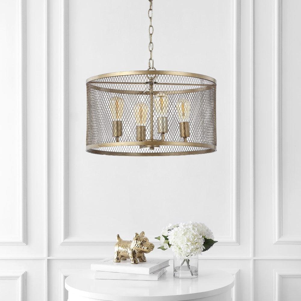 Albee 4-Light 20" Iron Adjustable Industrial Mesh LED Pendant
