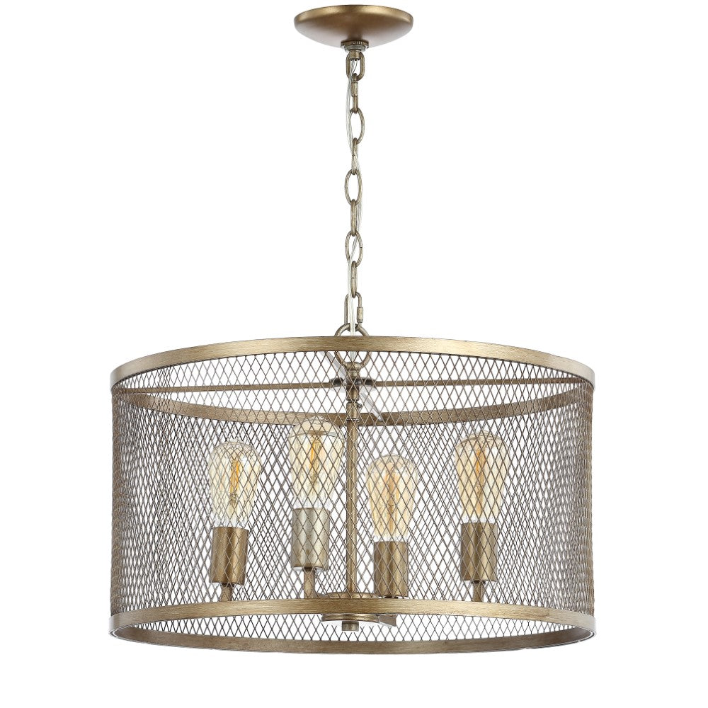 Albee 4-Light 20" Iron Adjustable Industrial Mesh LED Pendant