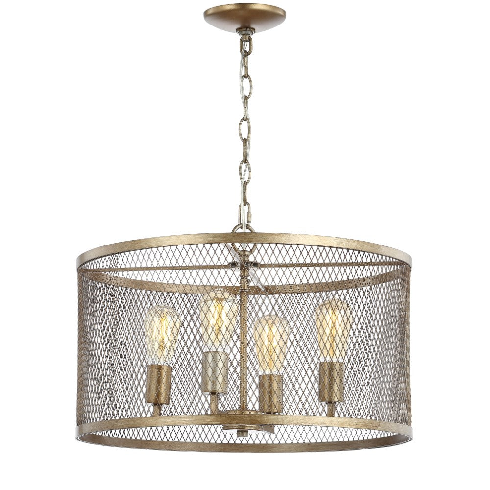 Albee 4-Light 20" Iron Adjustable Industrial Mesh LED Pendant