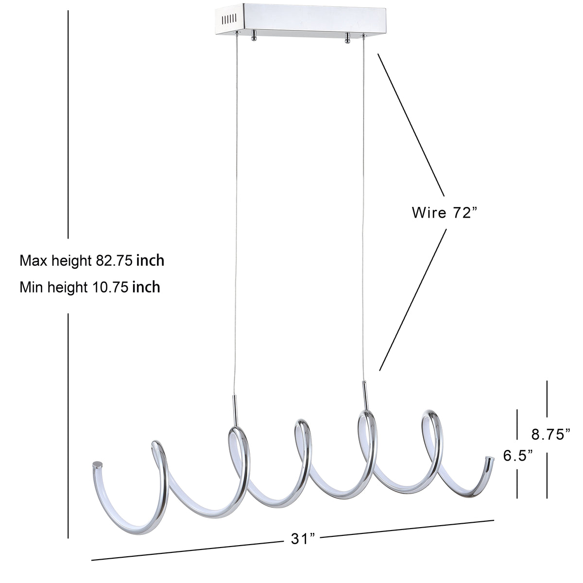 Dusky 31" Dimmable Adjustable Integrated LED Metal Linear Pendant