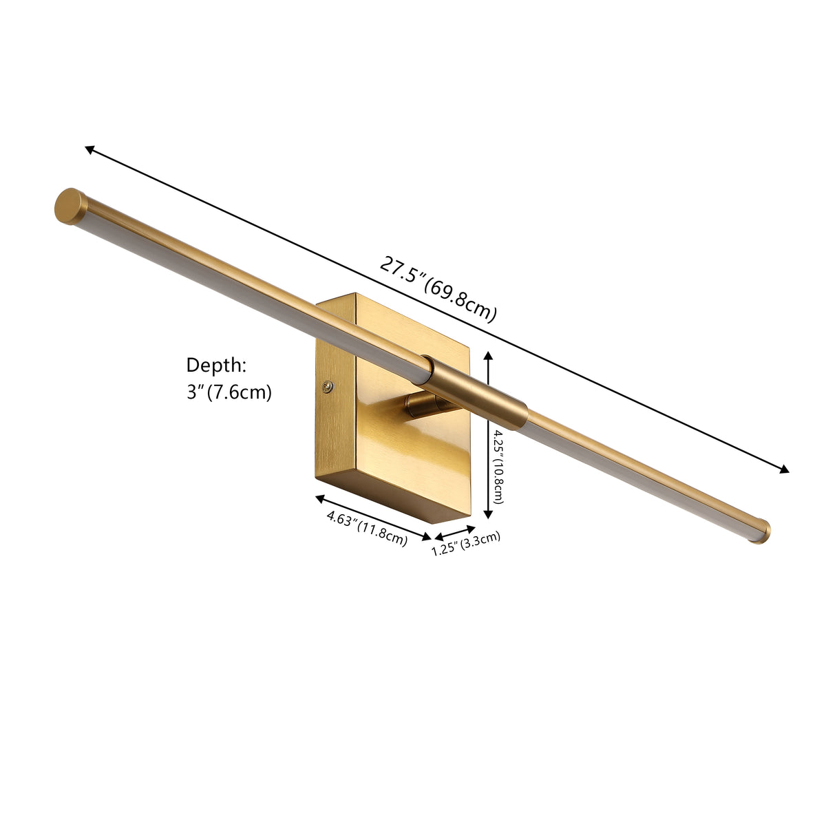 Aurava 28" Modern Minimalist Adjustable Dimmable Integrated LED Metal Wall Sconce