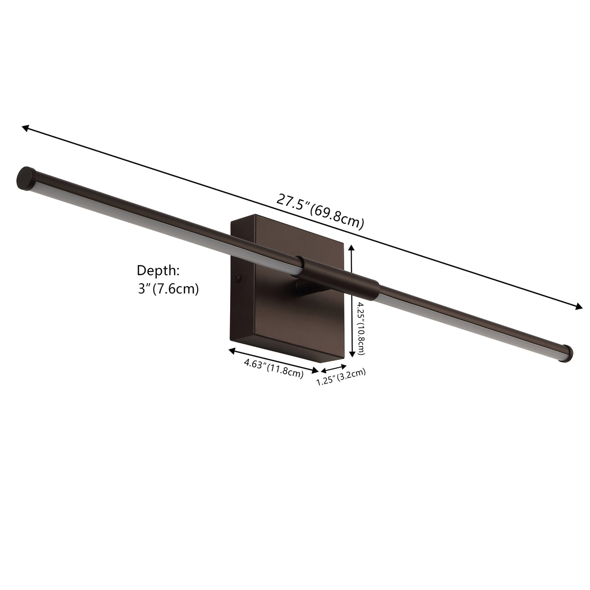 Aurava 28" Modern Minimalist Adjustable Dimmable Integrated LED Metal Wall Sconce