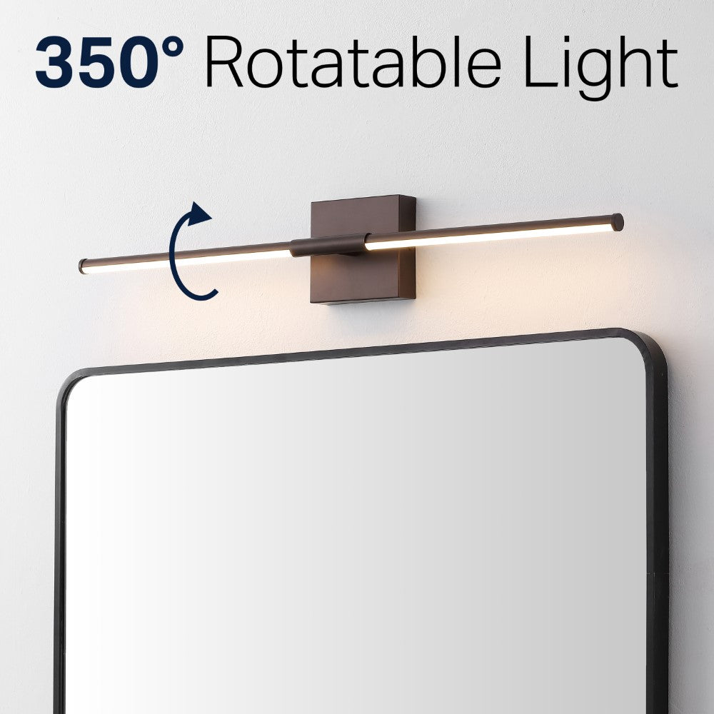 Aurava 28" Modern Minimalist Adjustable Dimmable Integrated LED Metal Wall Sconce