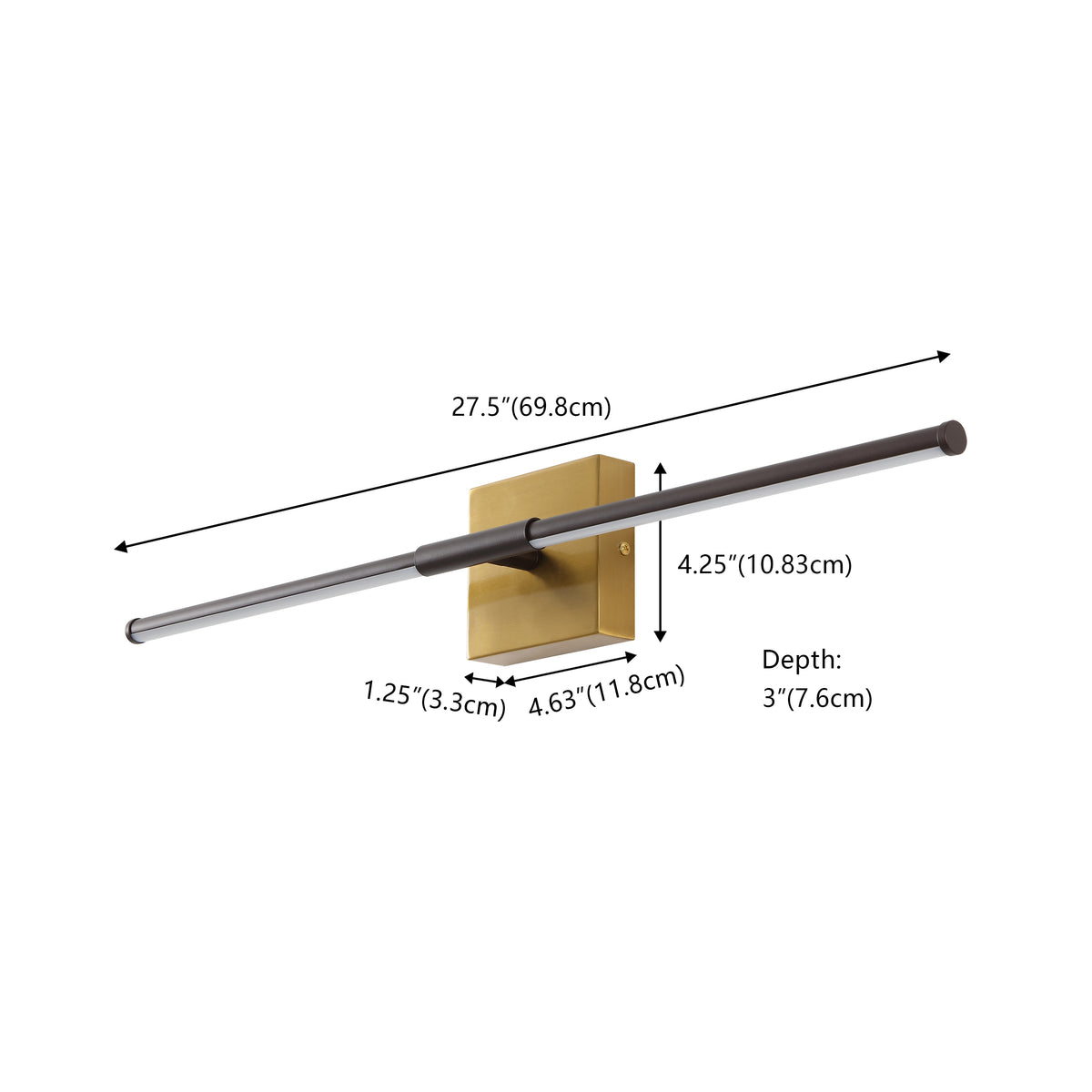 Aurava 28" Modern Minimalist Adjustable Dimmable Integrated LED Metal Wall Sconce
