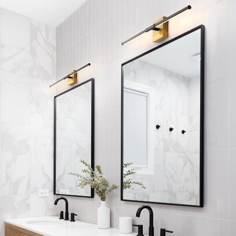Aurava 28" Modern Minimalist Adjustable Dimmable Integrated LED Metal Wall Sconce