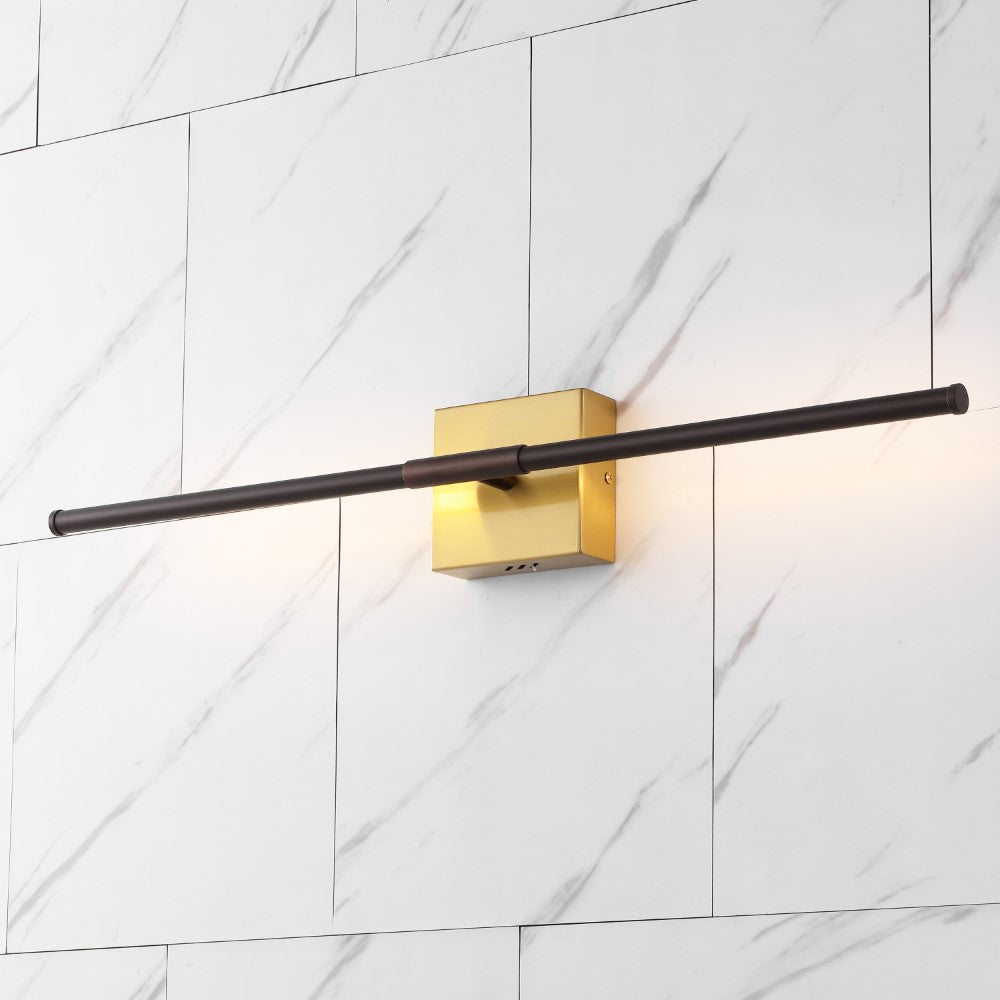 Aurava 28" Modern Minimalist Adjustable Dimmable Integrated LED Metal Wall Sconce