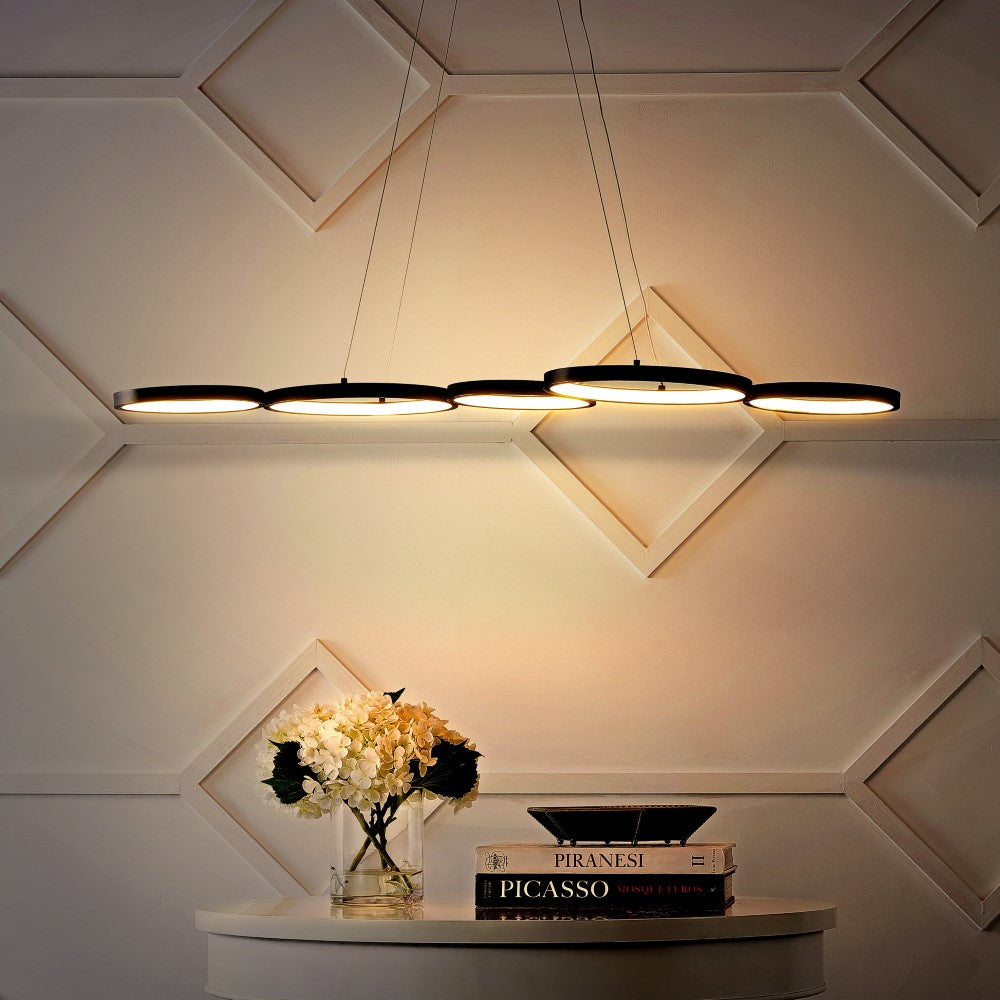 Barnaby 40.75" Bohemian Coastal Iron Linear Integrated LED Pendant