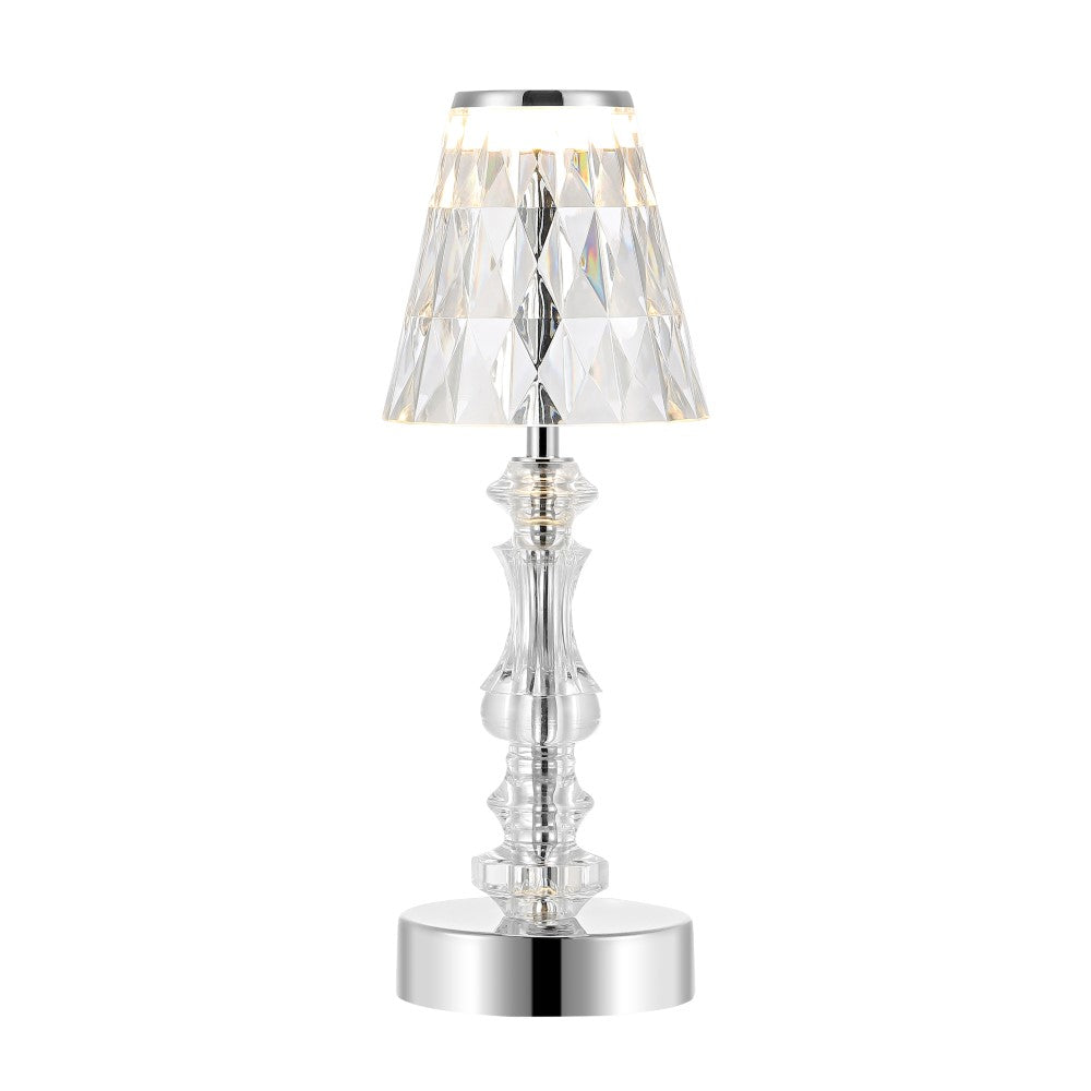 Clearance Diamond 12.75" Bohemian Classic Acrylic Rechargeable Integrated LED Table Lamp